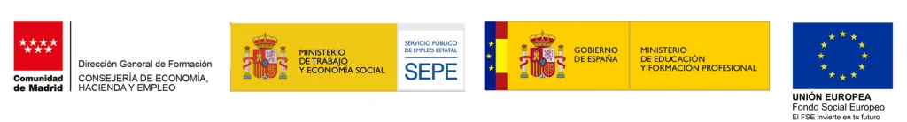 Logotipos de las entidades financiadoras de la formación para el empleo